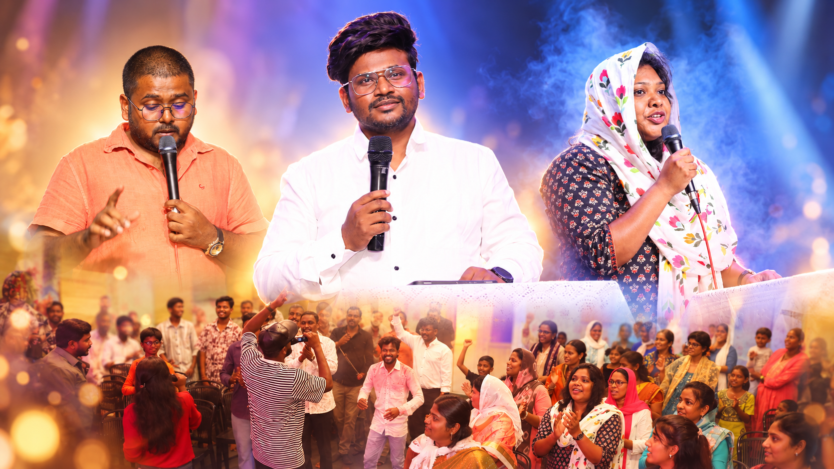 Pastor Vipin James with the stewards and church family during worship at Christ Alive Church.